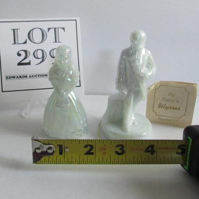 Lot 299:  Older Boyd Glass White Carnival Glass Lady and Ulysses