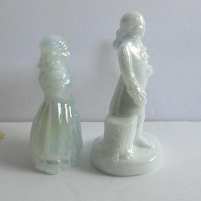 Lot 299:  Older Boyd Glass White Carnival Glass Lady and Ulysses