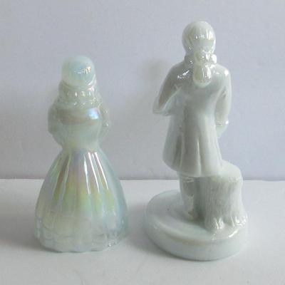 Lot 299:  Older Boyd Glass White Carnival Glass Lady and Ulysses