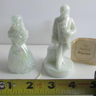 Lot 299:  Older Boyd Glass White Carnival Glass Lady and Ulysses