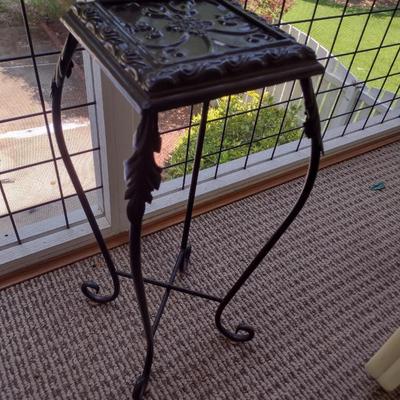 Small Metal Frame Plant Stand with Tin Tile Top