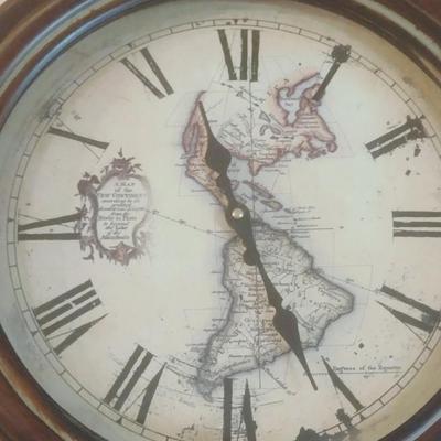 Mariner's Map Face Wall Clock Battery Operated