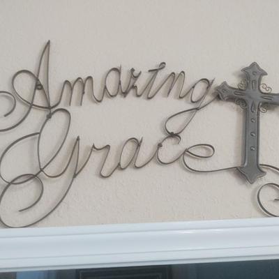 Metal Ribbon Cursive Amazing Grace' Wall Decor Sign