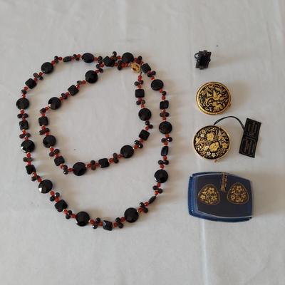 Toledo Damascene 24k Jewelry and 14k Beaded Necklace (PB2-BBL)