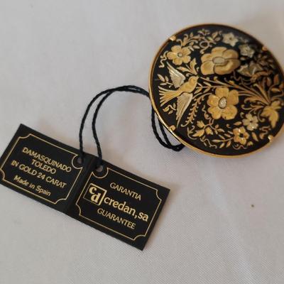 Toledo Damascene 24k Jewelry and 14k Beaded Necklace (PB2-BBL)