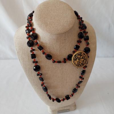 Toledo Damascene 24k Jewelry and 14k Beaded Necklace (PB2-BBL)