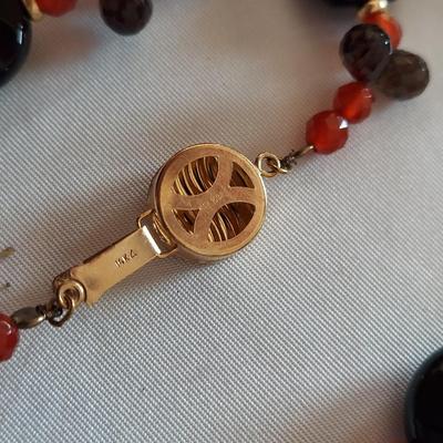 Toledo Damascene 24k Jewelry and 14k Beaded Necklace (PB2-BBL)