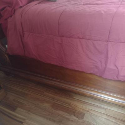 King Sized Sleigh Bed with Mattress Set and Bedding