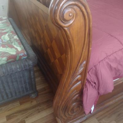 King Sized Sleigh Bed with Mattress Set and Bedding