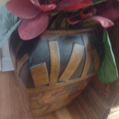 Large Ceramic Planter with Artificial Floral Arrangement