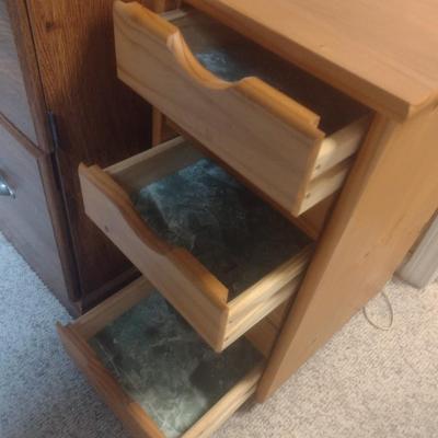 Solid Wood Six Drawer Office Cabinet on Castors (No Contents)