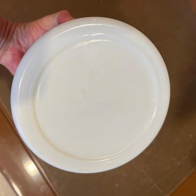 Vintage Canister glass plastic white blue