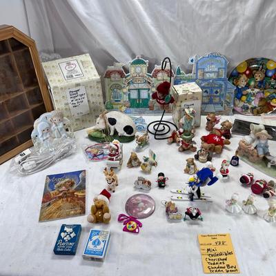 large lot of Collectibles, Precious Moments nativity night light, Cherished teddies, Shadow Box