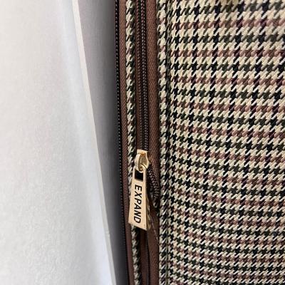 5 piece Vintage London Fog Expandable  Brown Herringbone  Roller Luggage.