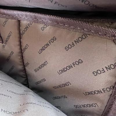 5 piece Vintage London Fog Expandable  Brown Herringbone  Roller Luggage.