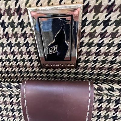 5 piece Vintage London Fog Expandable  Brown Herringbone  Roller Luggage.