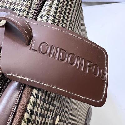 5 piece Vintage London Fog Expandable  Brown Herringbone  Roller Luggage.