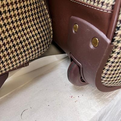 5 piece Vintage London Fog Expandable  Brown Herringbone  Roller Luggage.
