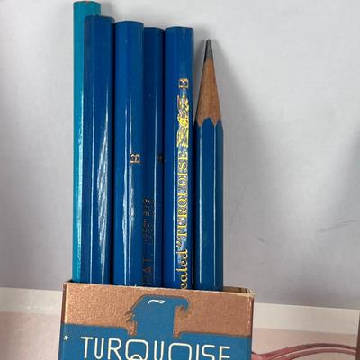 Vintage Boxes of Pencils some new, Victrola pencil sharpener