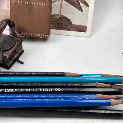 Vintage Boxes of Pencils some new, Victrola pencil sharpener