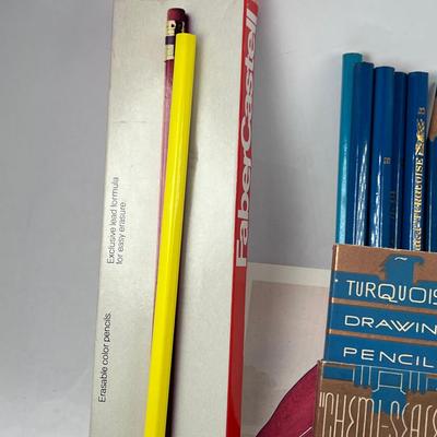 Vintage Boxes of Pencils some new, Victrola pencil sharpener