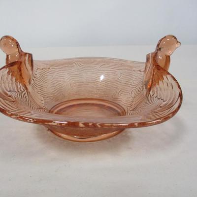 Dugan Diamond Pink Glass Bird Bowl