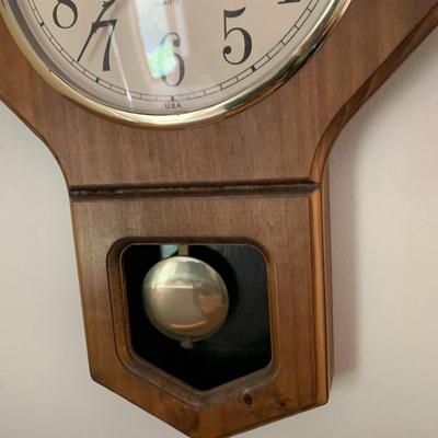 Vintage Ingraham Westminster Chime Quartz Clock W/Pendulum