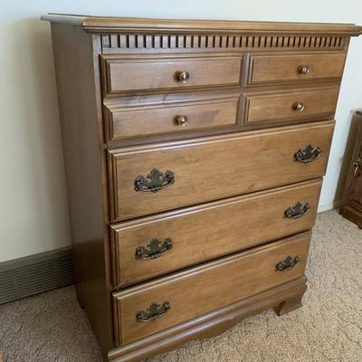 Wooden 4 Chest Dresser with Brass Knobs