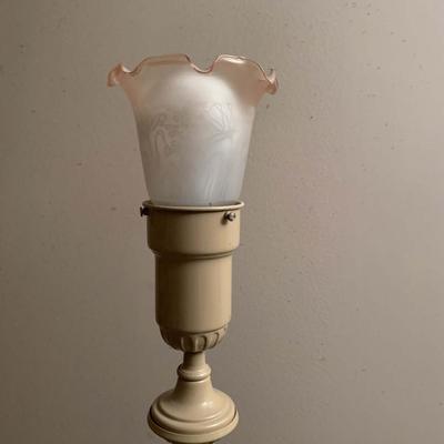 Vintage One Light Torchiere Lamp with Etched Bell Shade