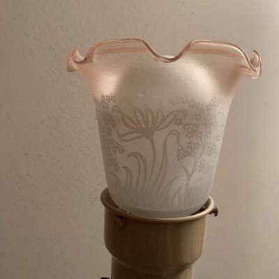 Vintage One Light Torchiere Lamp with Etched Bell Shade