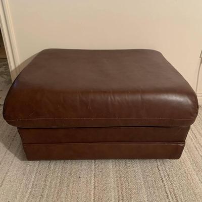 Emerson Brown Leather Ottoman 