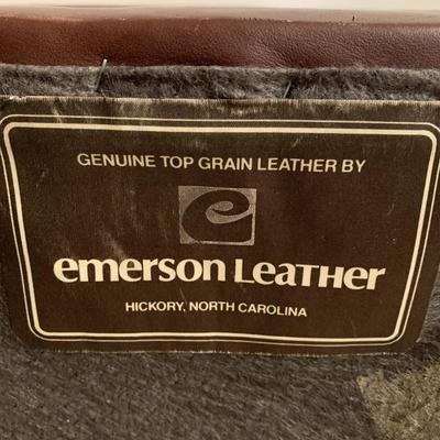 Emerson Brown Leather Ottoman 