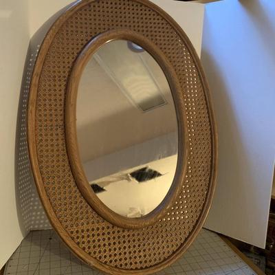 Vintage Oval Wicker Wall Mirror