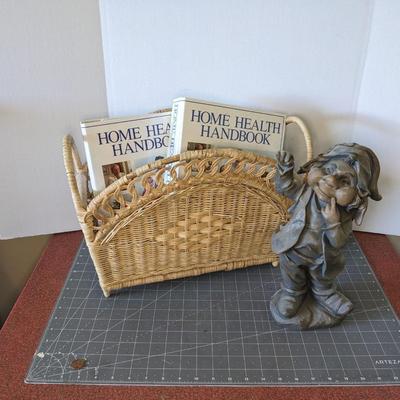 Magazine Basket, Handbooks, and Figurine