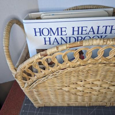 Magazine Basket, Handbooks, and Figurine