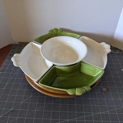 Green & White Serving Tray