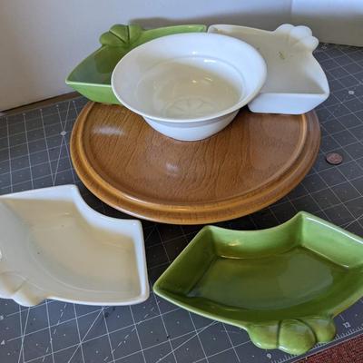 Green & White Serving Tray