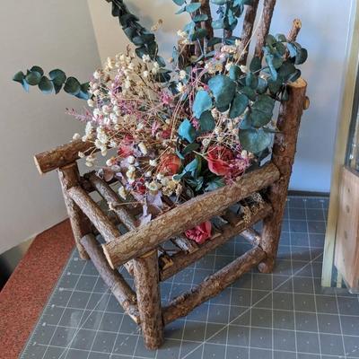 Oak Towel Rod and Decorative Chair 