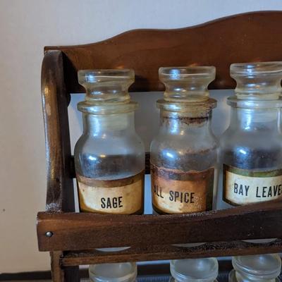 Vintage Spice Jars and Rack