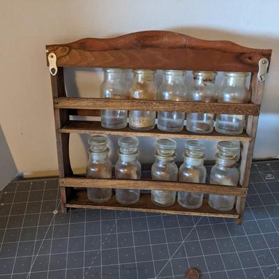Vintage Spice Jars and Rack