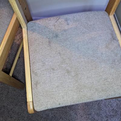 2 Wood Chairs with Fabric Seat 