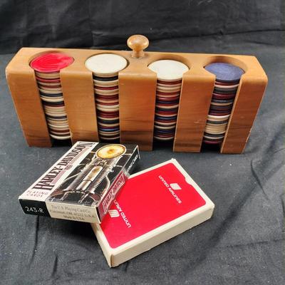 Vintage Poker Chips and Carrier