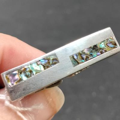 Sterling Silver and Abalone Tie Clip