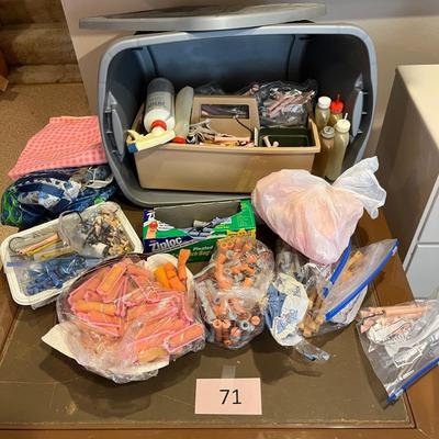 Tub of Assortment of.beauty shop supplies