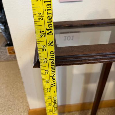 Small glass top wooden table