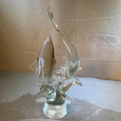 Murano Glass Arte Vetro Hand Blown Glass Dolphin's