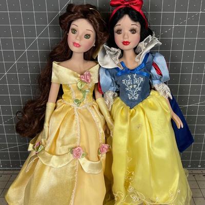 2 Porcelain Disney Dolls: Belle & Snow White