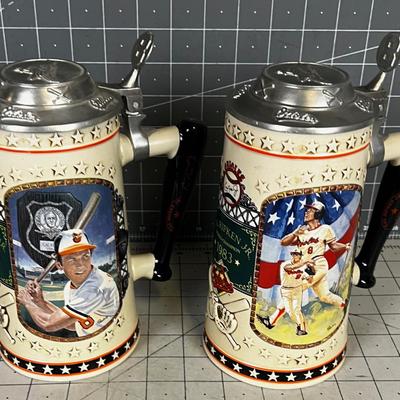 2 Cal Ripken, Orioles Beer Mugs with COA 