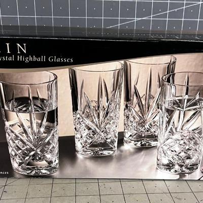 Set of 4 Highball Glasses, Crystal NEW 