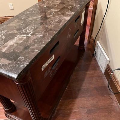Console Table Mahogany w/Faux Stone Top